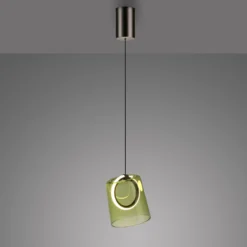 Paul Neuhaus lámpara colgante LED Zula, verde, Ø 15 cm, cristal