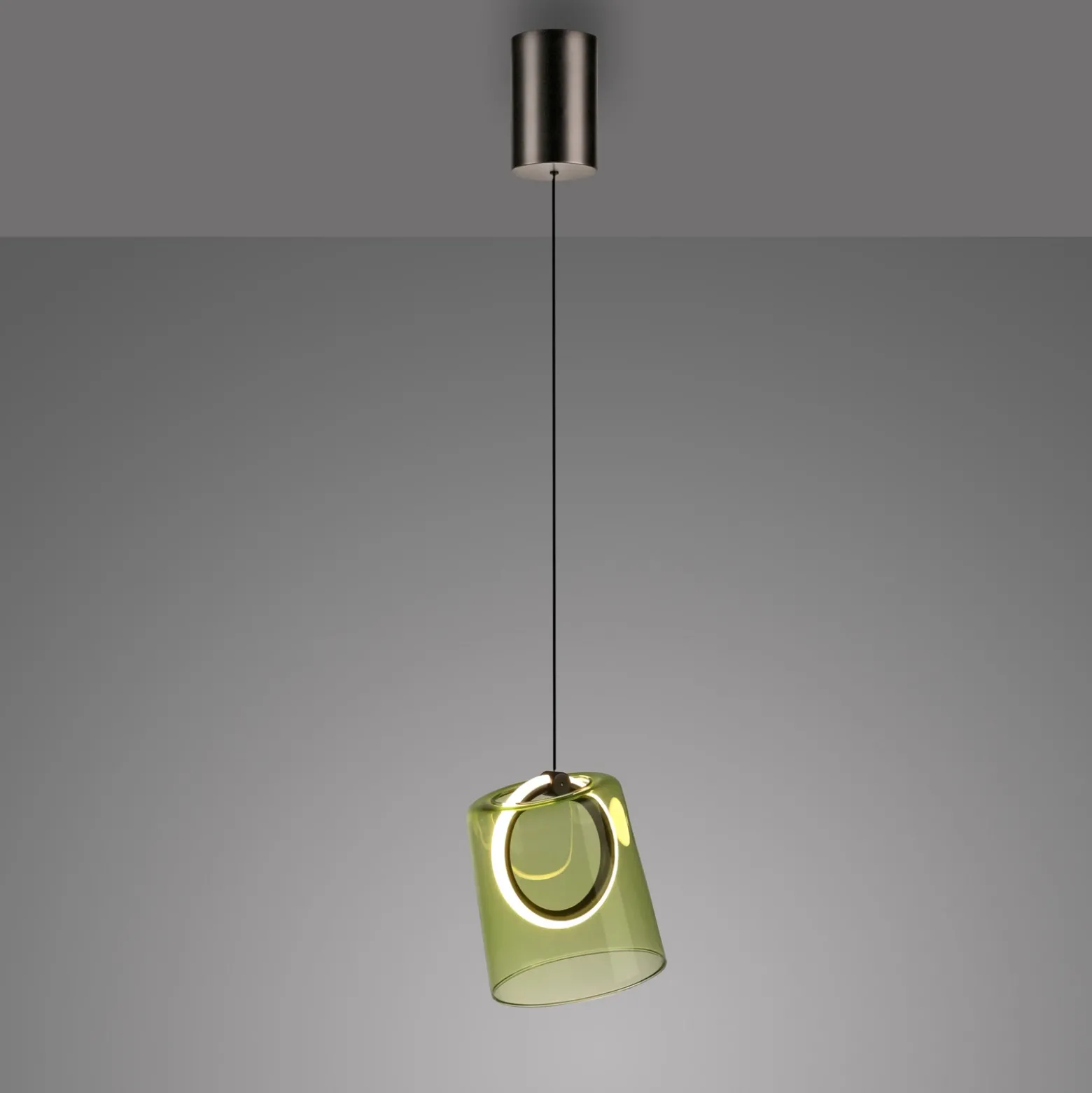 Paul Neuhaus lámpara colgante LED Zula, verde, Ø 15 cm, cristal