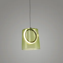 Paul Neuhaus lámpara colgante LED Zula, verde, Ø 15 cm, cristal