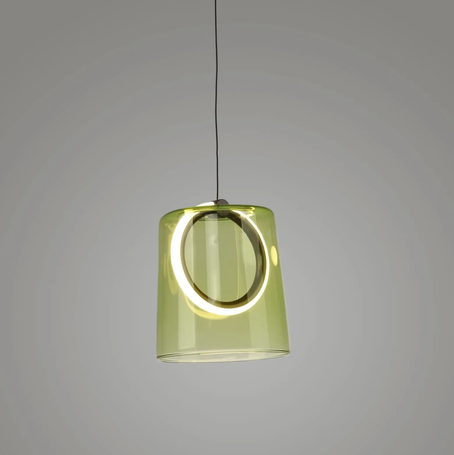 Paul Neuhaus lámpara colgante LED Zula, verde, Ø 15 cm, cristal