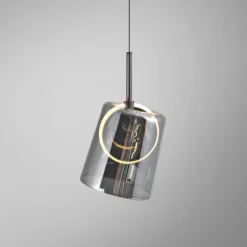 Paul Neuhaus lámpara colgante LED Zula, gris humo, Ø 15 cm, cristal