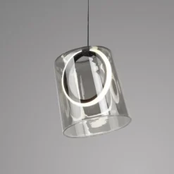 Paul Neuhaus lámpara colgante LED Zula, gris humo, Ø 15 cm, cristal