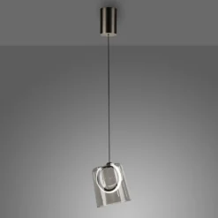 Paul Neuhaus lámpara colgante LED Zula, gris humo, Ø 15 cm, cristal