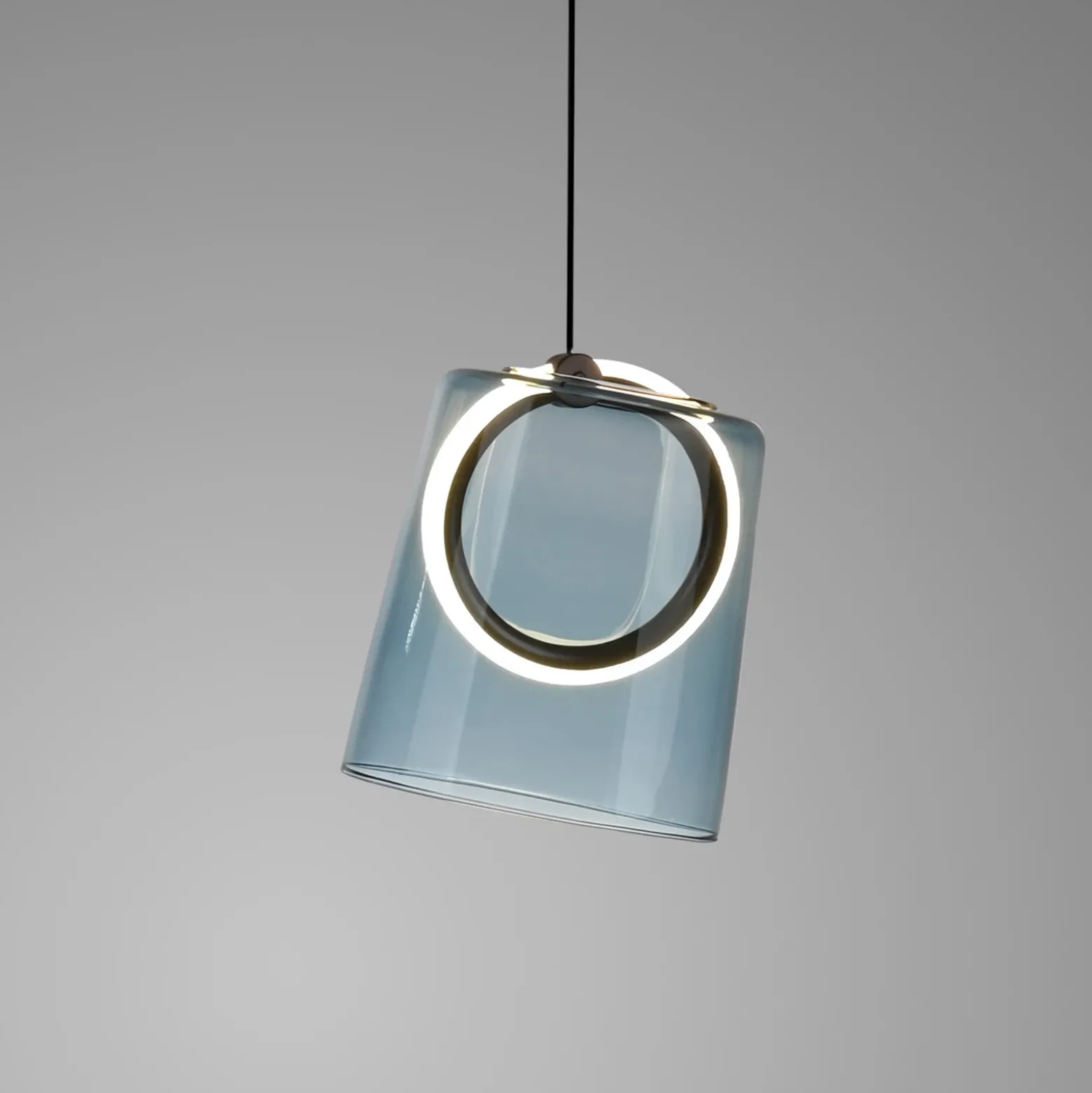 Paul Neuhaus lámpara colgante LED Zula, azul, Ø 15 cm, cristal