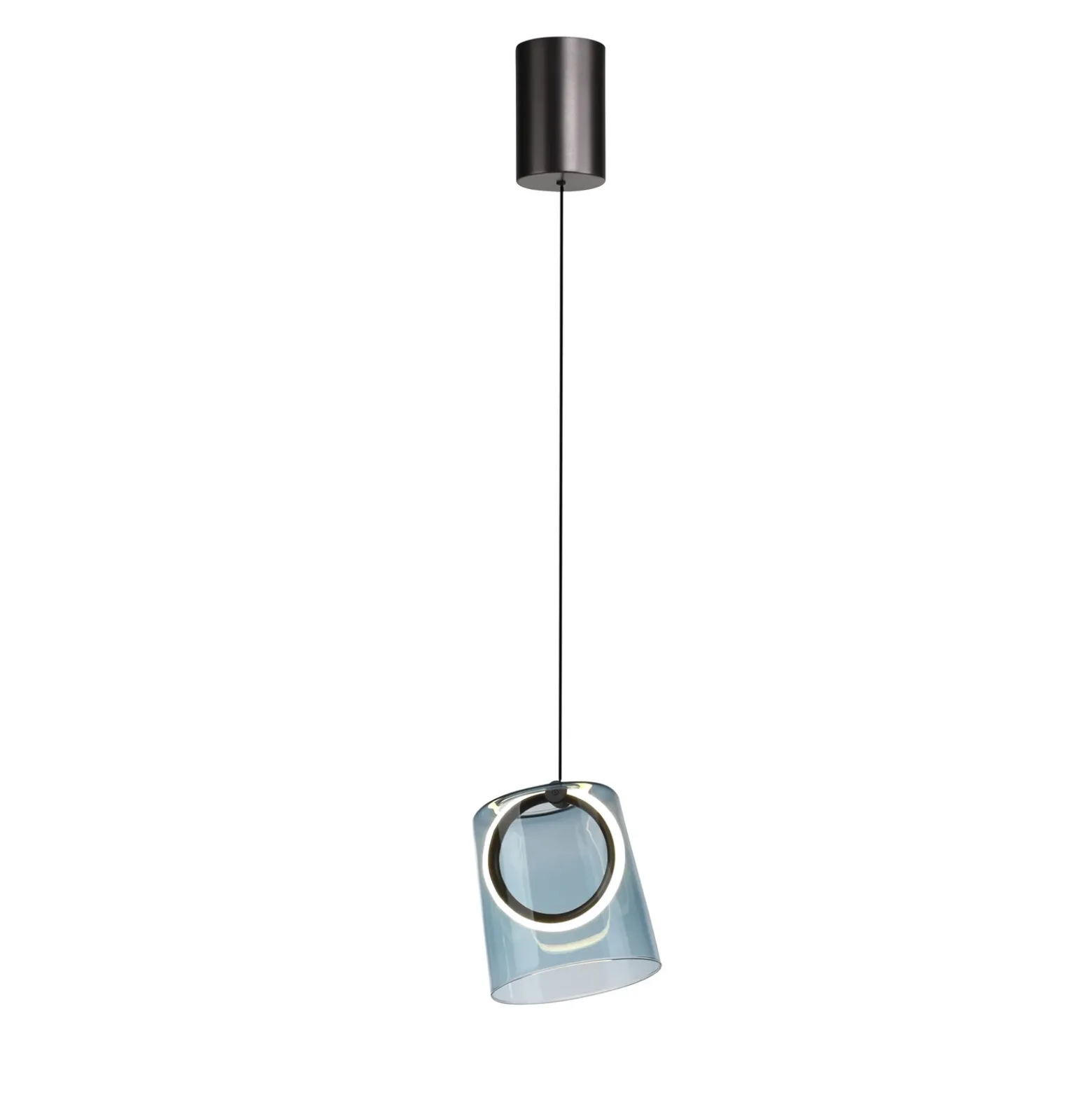 Paul Neuhaus lámpara colgante LED Zula, azul, Ø 15 cm, cristal