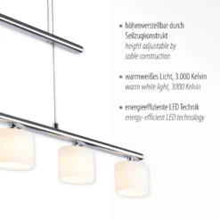 Paul Neuhaus lámpara colgante LED Hydra, color acero, cristal, 80cm