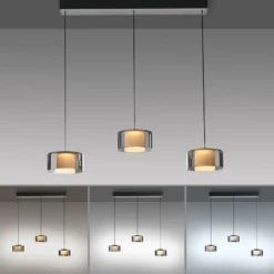 Paul Neuhaus Lámpara colgante LED Rika, 71 cm, cristal, atenuable