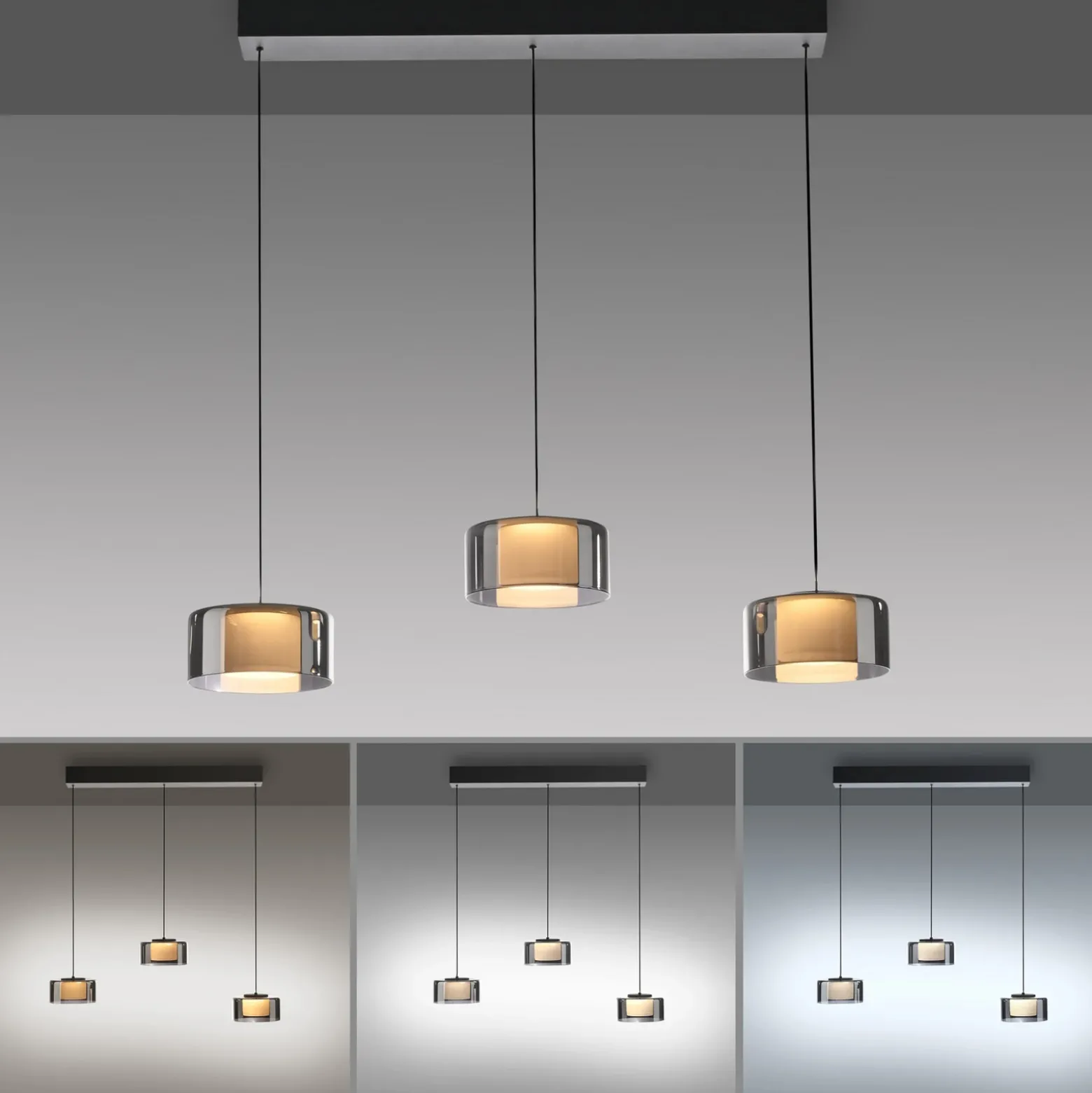 Paul Neuhaus Lámpara colgante LED Rika, 71 cm, cristal, atenuable