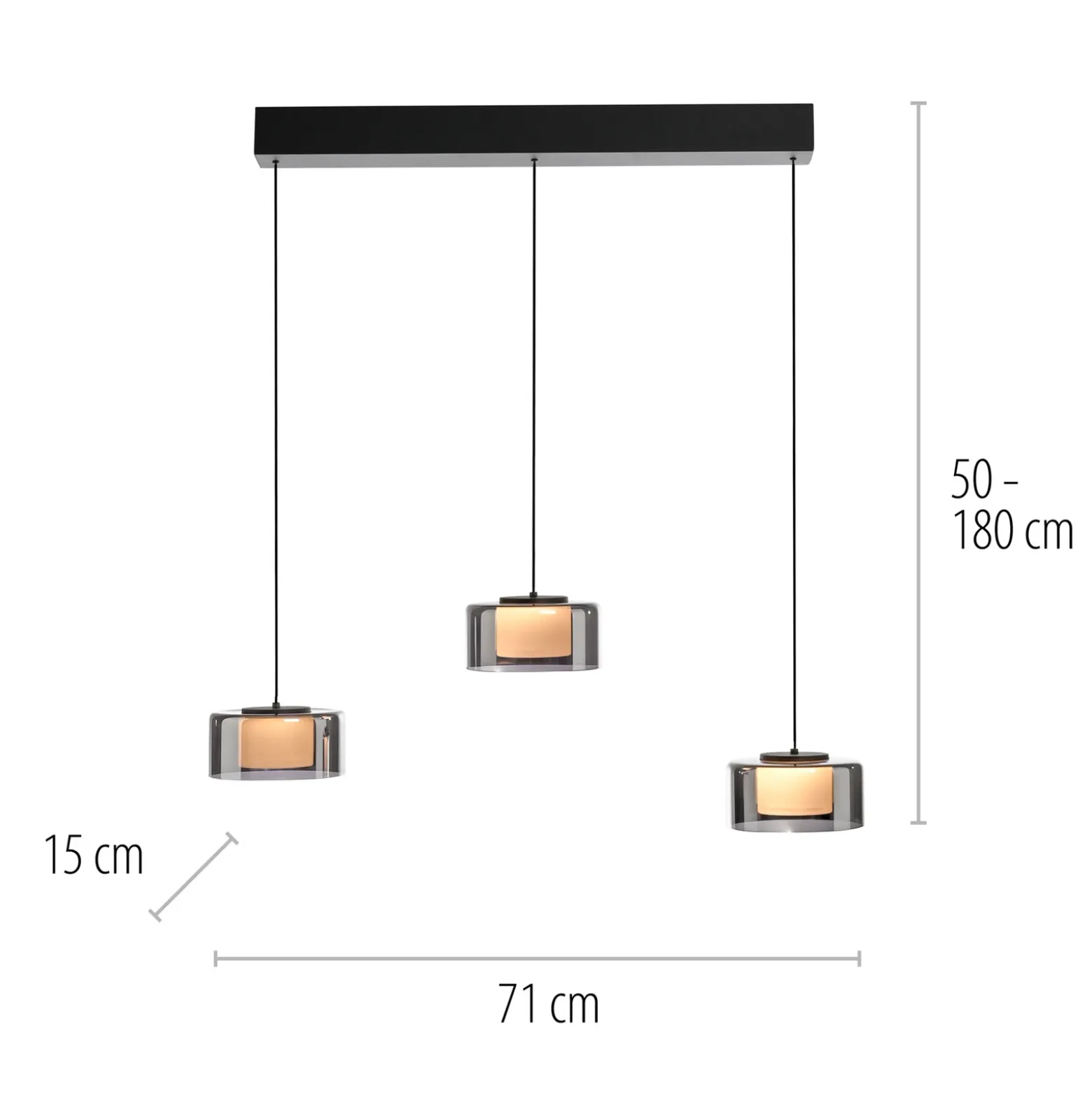Paul Neuhaus Lámpara colgante LED Rika, 71 cm, cristal, atenuable