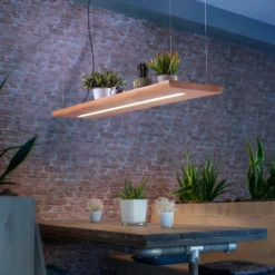 Paul Neuhaus lámpara colgante LED Palma, madera, CCT, atenuable, 120cm