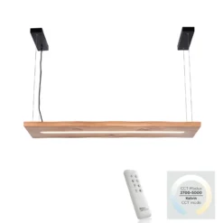 Paul Neuhaus lámpara colgante LED Palma, madera, CCT, atenuable, 120cm