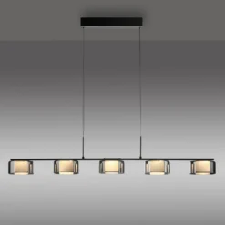 Paul Neuhaus lámpara colgante LED Rika, 119 cm, cristal, atenuable