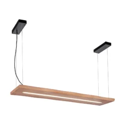 Paul Neuhaus lámpara colgante LED Palma, madera, CCT, atenuable, 120cm