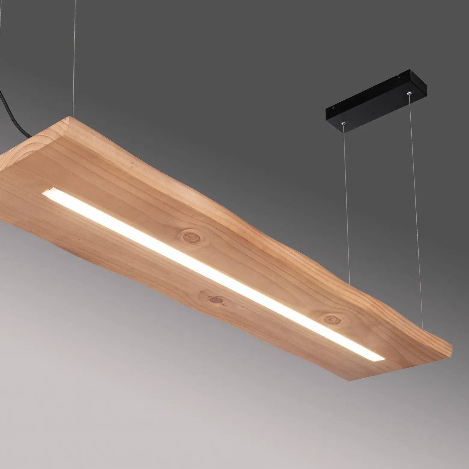 Paul Neuhaus lámpara colgante LED Palma, madera, CCT, atenuable, 120cm