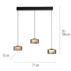 Paul Neuhaus Lámpara colgante LED Rika, 71 cm, cristal, atenuable