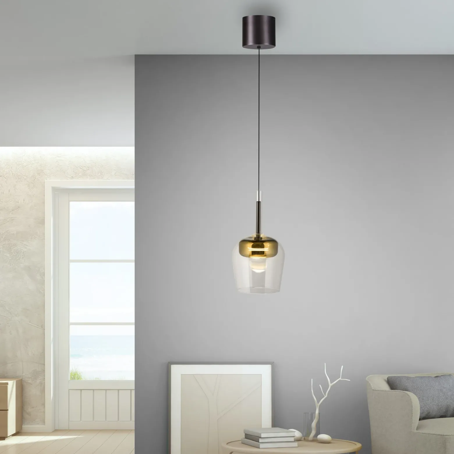 Paul Neuhaus Lámpara colgante SMART+ Q-Kon dorada Ø 21 cm