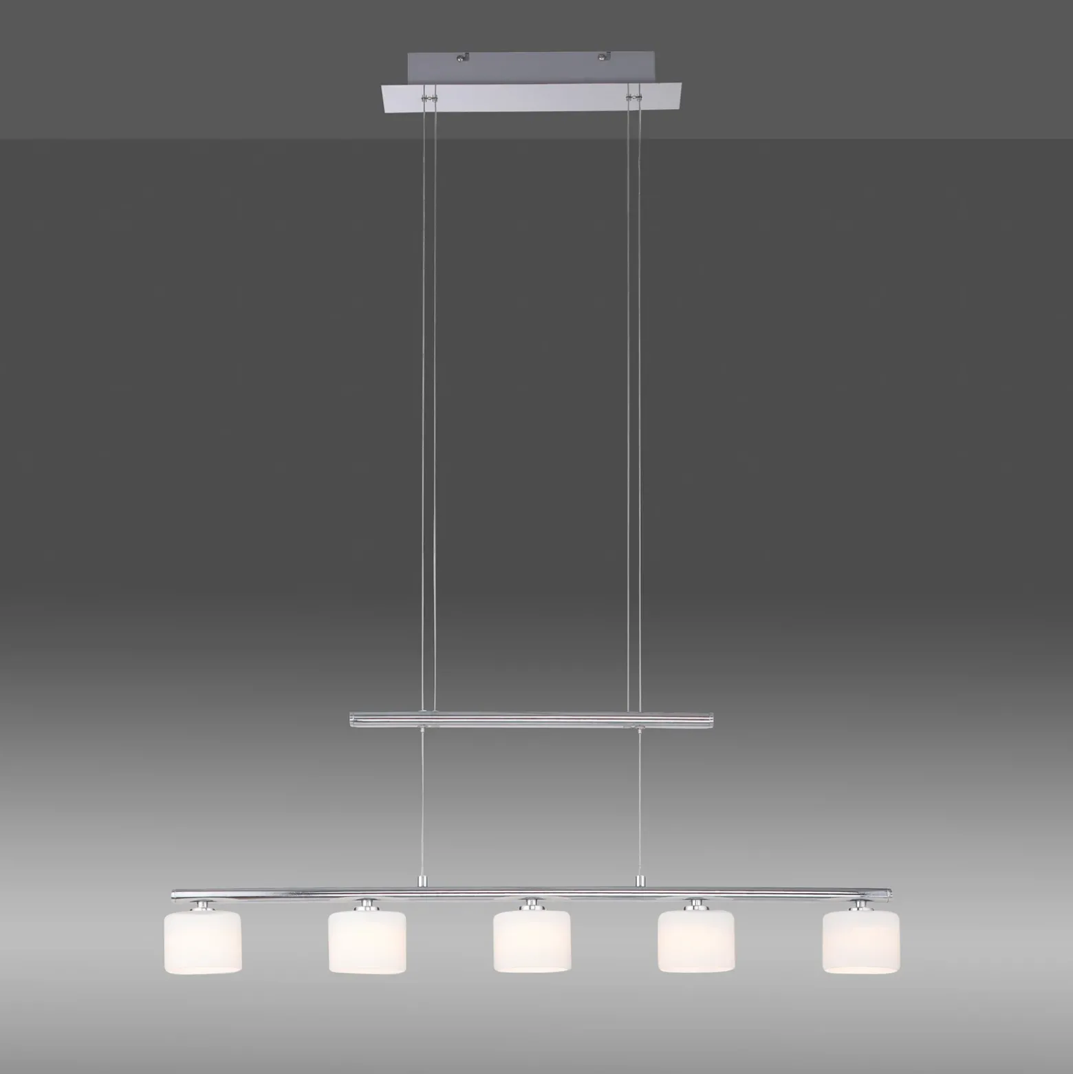 Paul Neuhaus lámpara colgante LED Hydra, color acero, cristal, 80cm