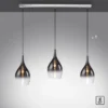Paul Neuhaus Lámpara colgante Pilua, humo, cristal, 100 cm, 3 luces.