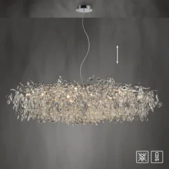 Paul Neuhaus lámpara de araña Ricicle, cromo, longitud 150 cm