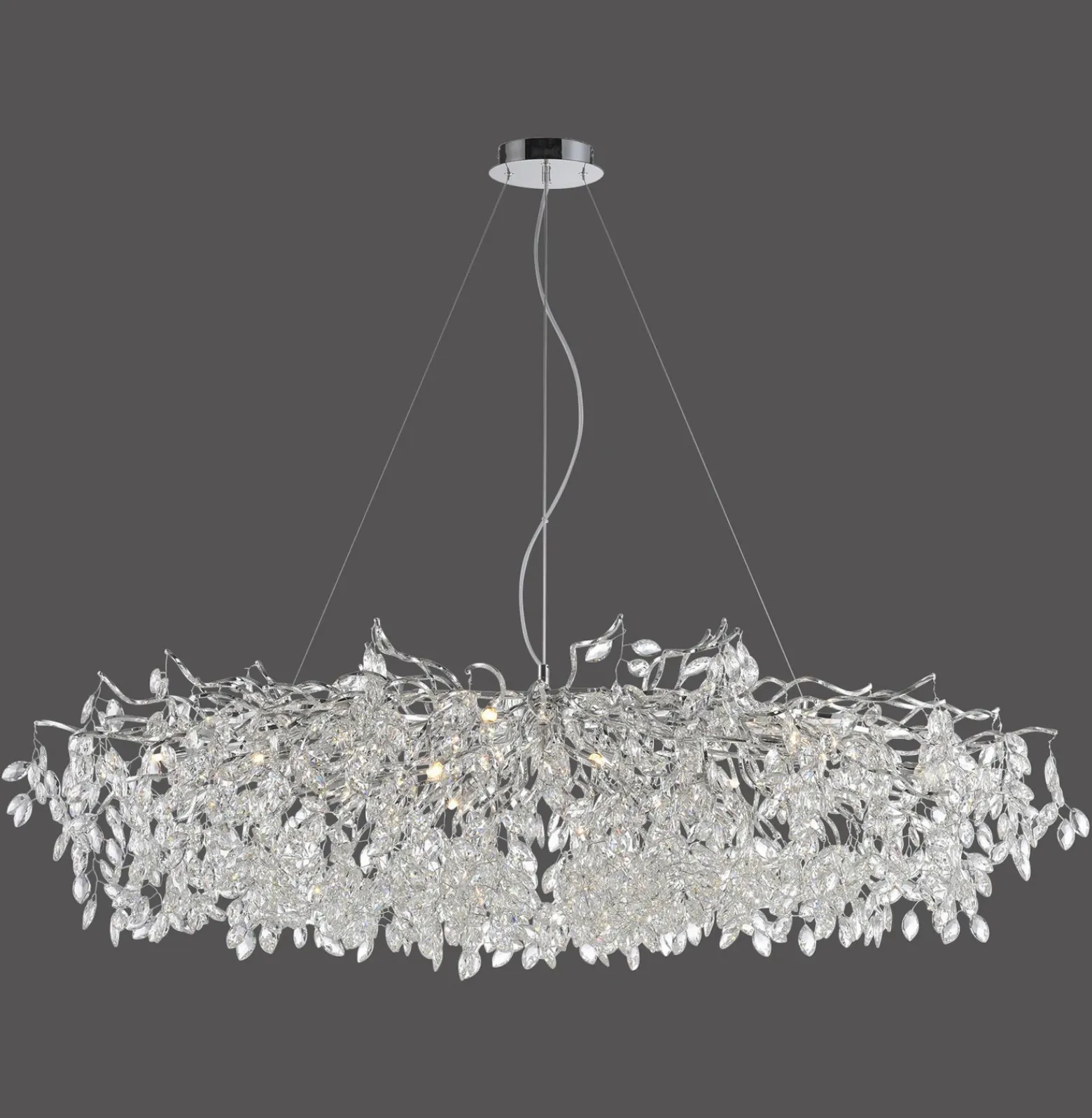 Paul Neuhaus lámpara de araña Ricicle, cromo, longitud 150 cm