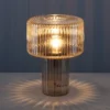 Paul Neuhaus Lámpara de mesa Fungus, ámbar, cristal, 34 cm