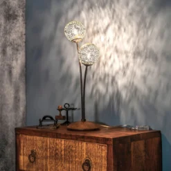 Paul Neuhaus Lámpara de mesa Greta, óxido/oro, metal, 2 luces, G9