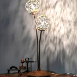Paul Neuhaus Lámpara de mesa Greta, óxido/oro, metal, 2 luces, G9