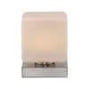 Paul Neuhaus Lámpara de mesa LED Dadoa, acero, cristal, atenuable