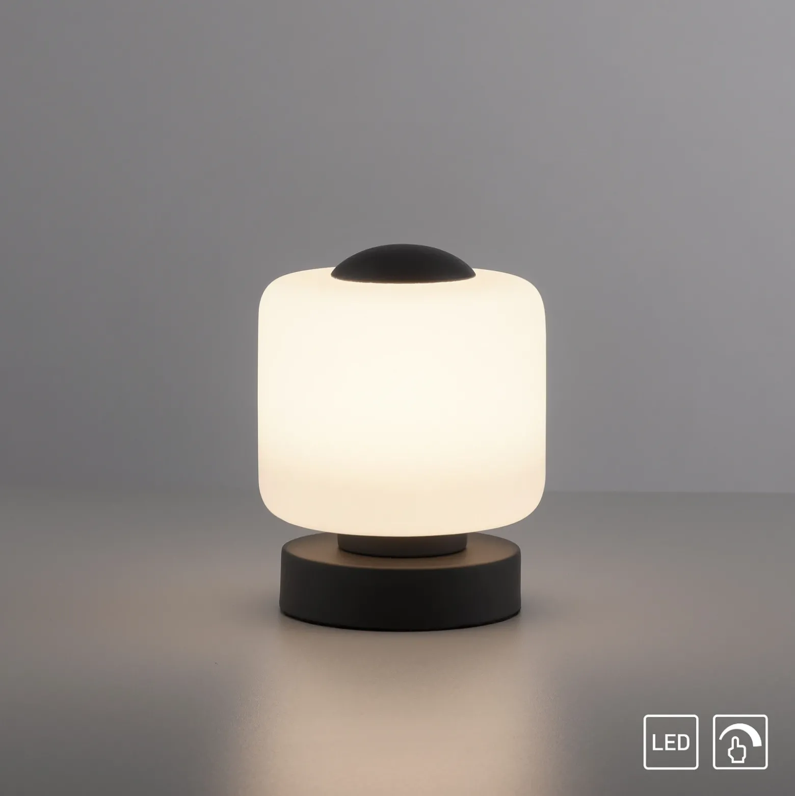 Paul Neuhaus Lámpara de mesa LED Bota, antracita, cristal, atenuable