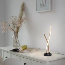 Paul Neuhaus Lámpara de mesa LED Polina, dorada, metal, atenuable