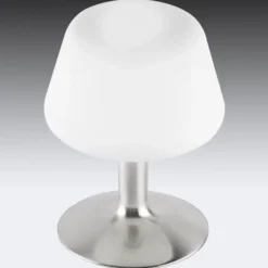 Paul Neuhaus Lámpara de mesa Till, color acero, cristal, atenuable