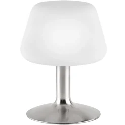 Paul Neuhaus Lámpara de mesa Till, color acero, cristal, atenuable