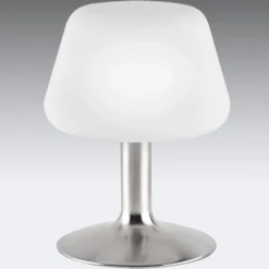 Paul Neuhaus Lámpara de mesa Till, color acero, cristal, atenuable