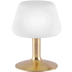 Paul Neuhaus Lámpara de mesa Till, color latón, cristal, atenuable