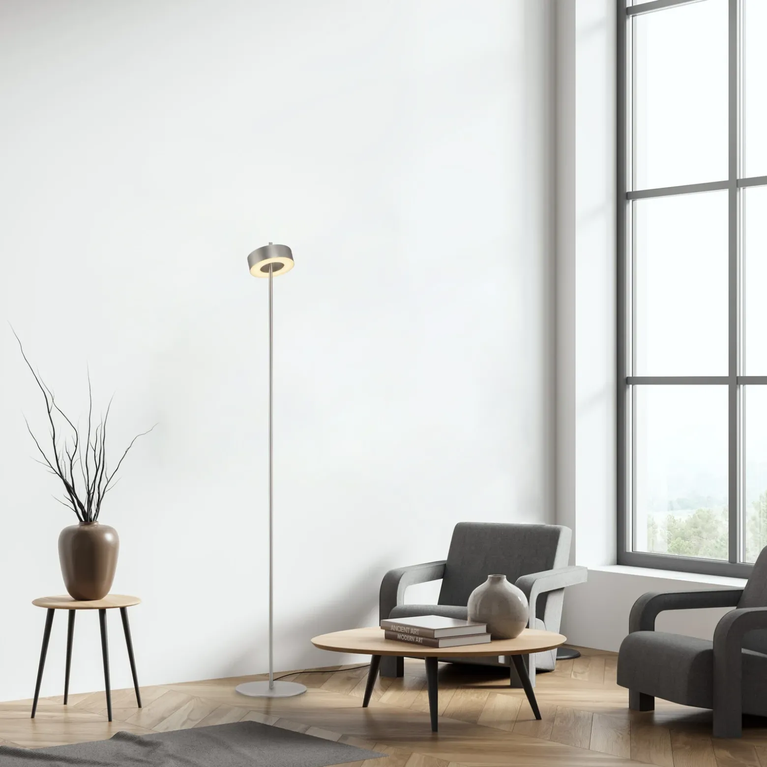 Paul Neuhaus Lámpara de pie LED inteligente Q-Rotate aluminio 140 cm