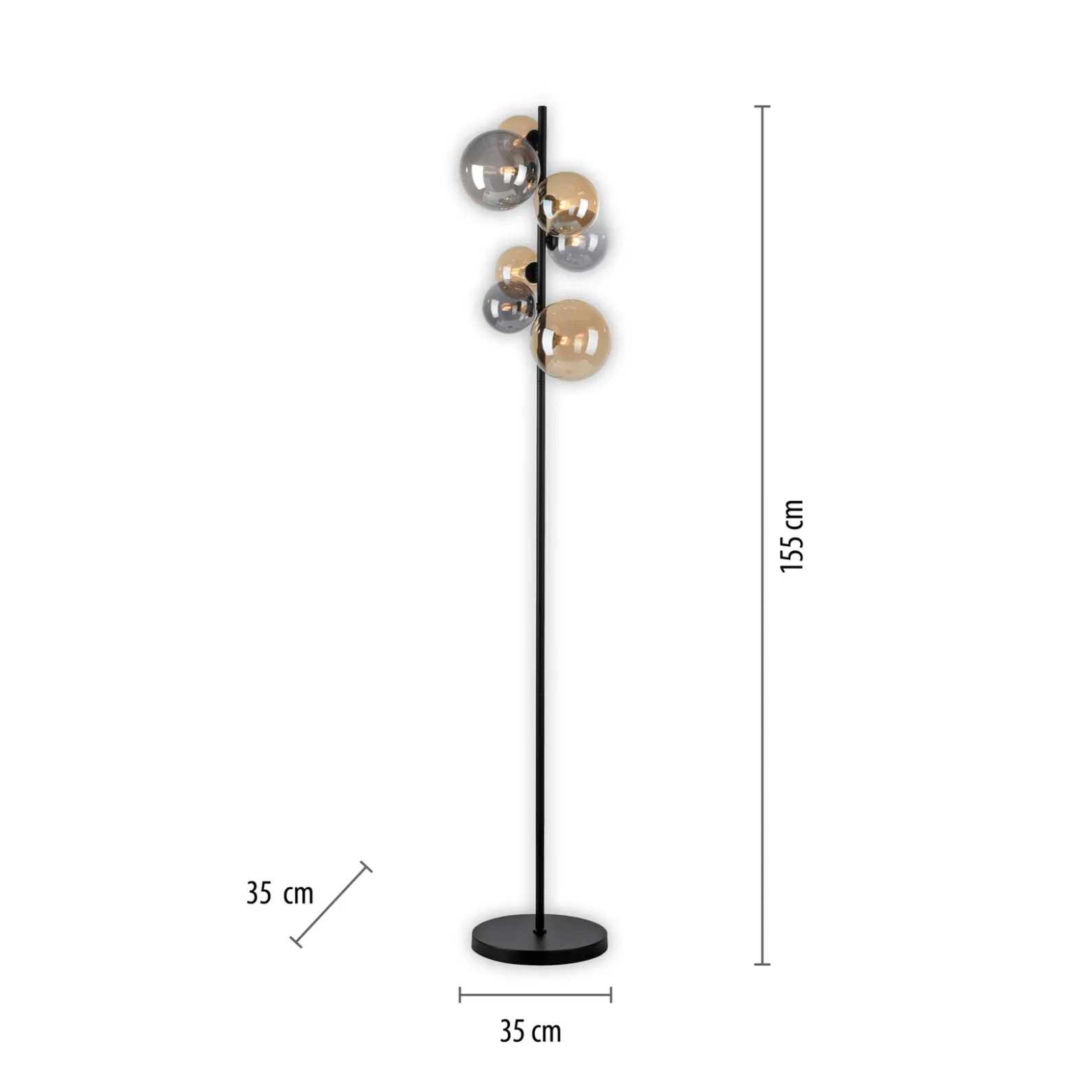 Paul Neuhaus lámpara de pie Popsicle, vidrio, 155 cm de altura, G9