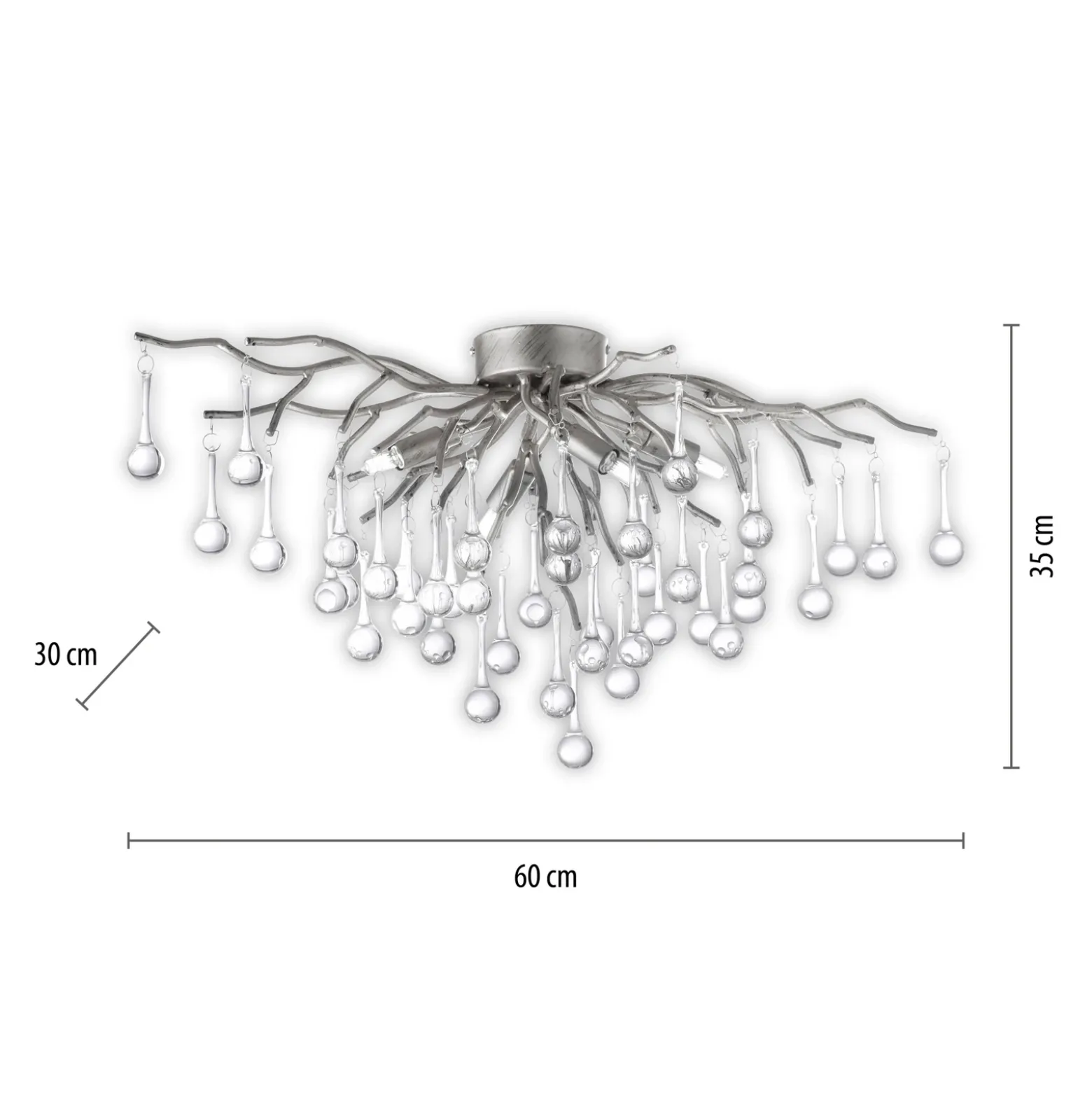 Paul Neuhaus lámpara de techo Icicle, colgante de cristal, 4 luces, plata