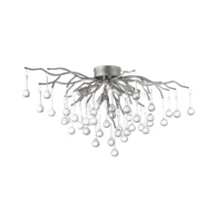 Paul Neuhaus lámpara de techo Icicle, colgante de cristal, 4 luces, plata