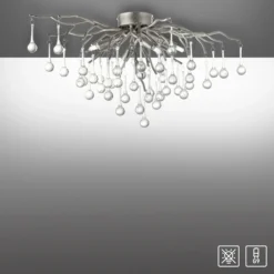 Paul Neuhaus lámpara de techo Icicle, colgante de cristal, 4 luces, plata
