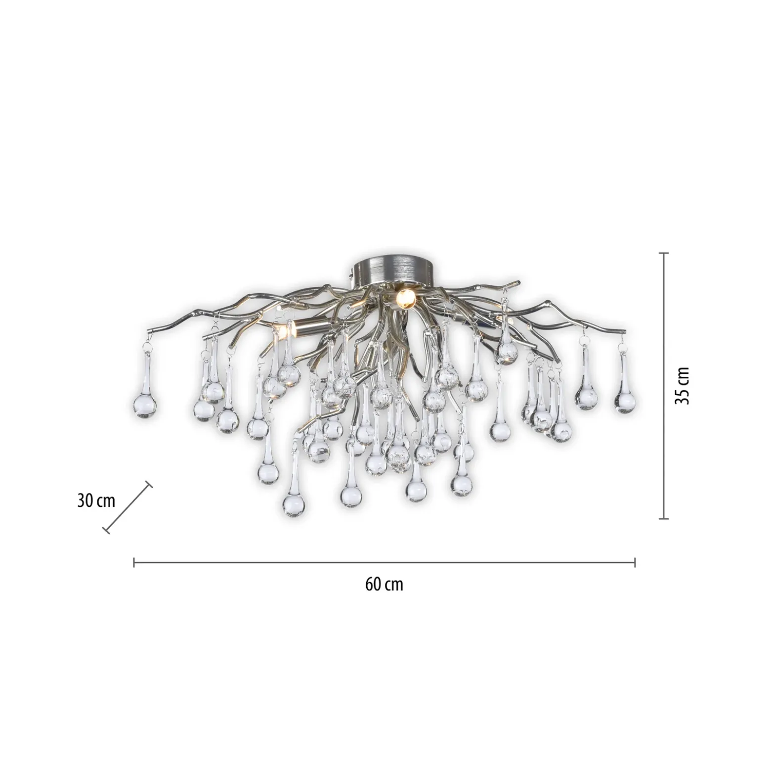 Paul Neuhaus lámpara de techo Icicle, colgante de cristal, 4 luces, plata