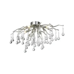 Paul Neuhaus lámpara de techo Icicle, colgante de cristal, 4 luces, plata