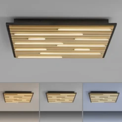 Paul Neuhaus Lámpara de techo SMART+ Q-Acoustic de madera 62 x 62 cm