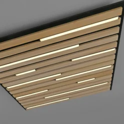 Paul Neuhaus Lámpara de techo SMART+ Q-Acoustic de madera 62 x 62 cm