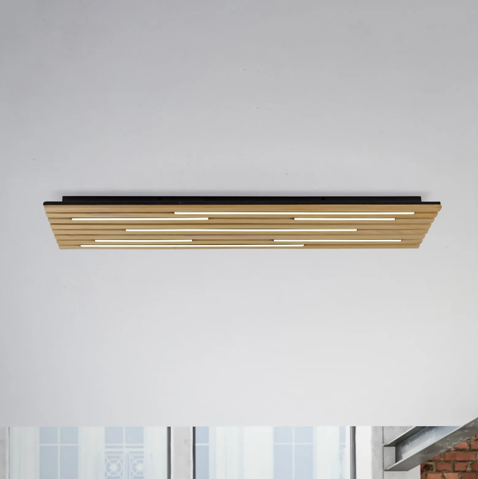 Paul Neuhaus Lámpara de techo SMART+ Q-Acoustic madera 115 x 31cm