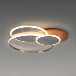 Paul Neuhaus Lámpara LED de techo Palma, madera, CCT, 65cm, atenuable