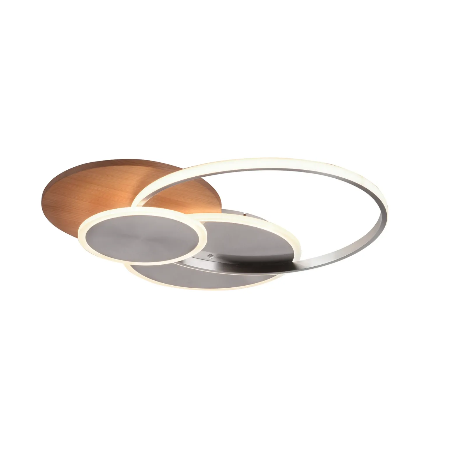 Paul Neuhaus Lámpara LED de techo Palma, madera, CCT, 65cm, atenuable