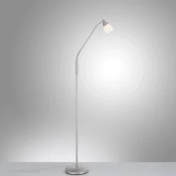 Paul Neuhaus Pino lámpara de pie, plata, 163 cm, atenuable, G9
