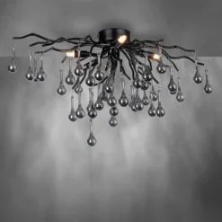 Paul Neuhaus plafón Icicle, 4 luces, negro
