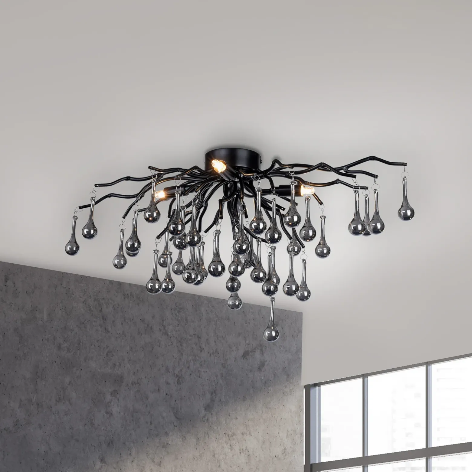 Paul Neuhaus plafón Icicle, 4 luces, negro