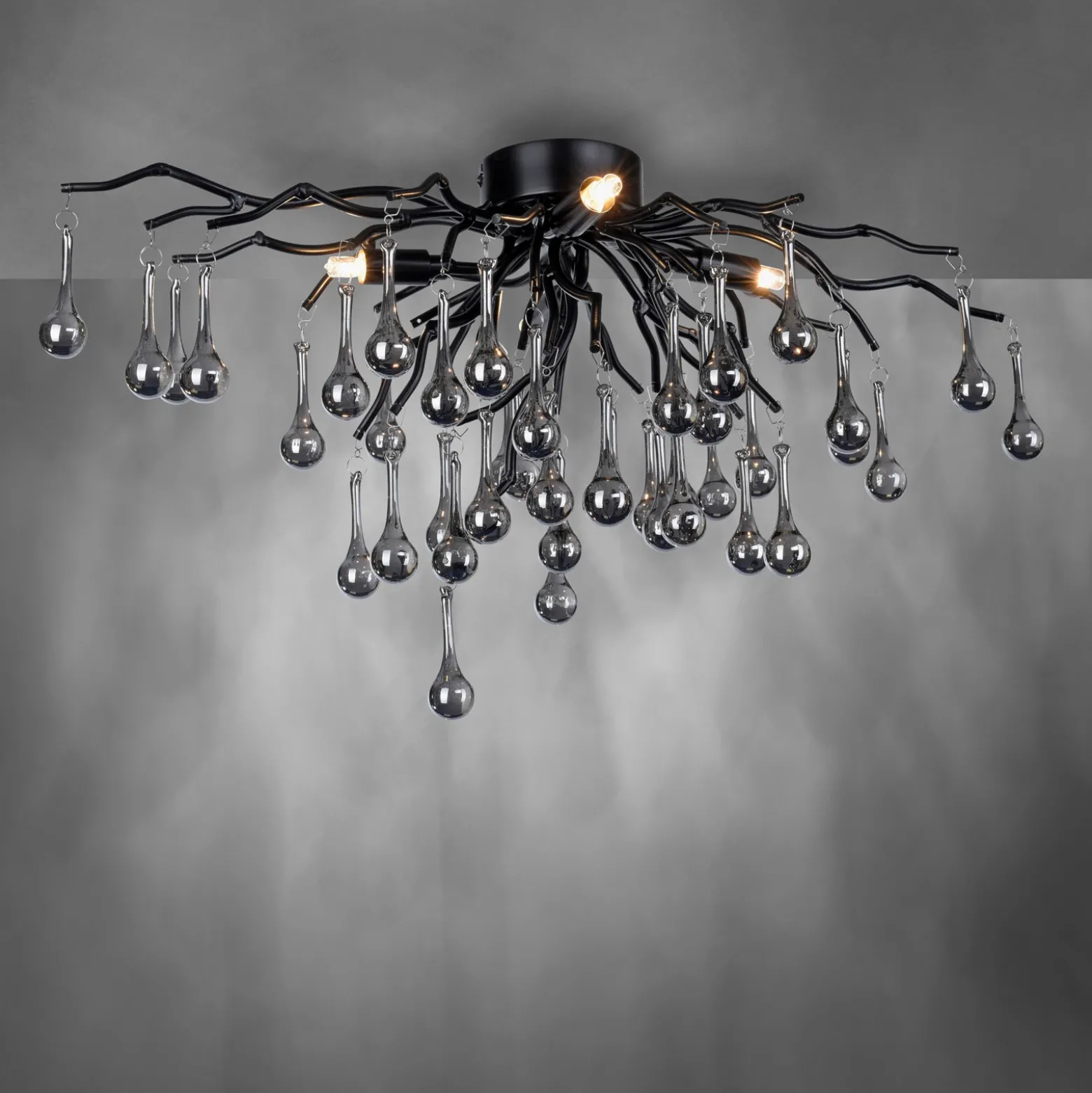 Paul Neuhaus plafón Icicle, 4 luces, negro